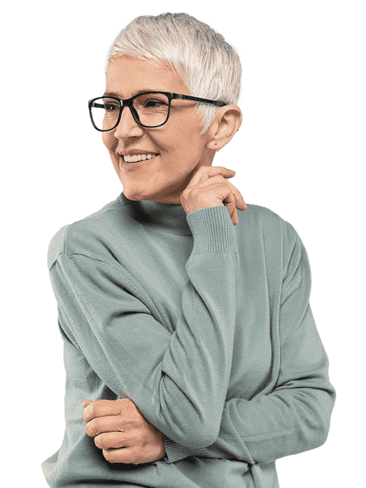 Senior lady short grey hair
